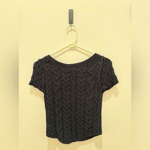 WOMENS BLACK SHORT SLEEVE SWEATER TOP